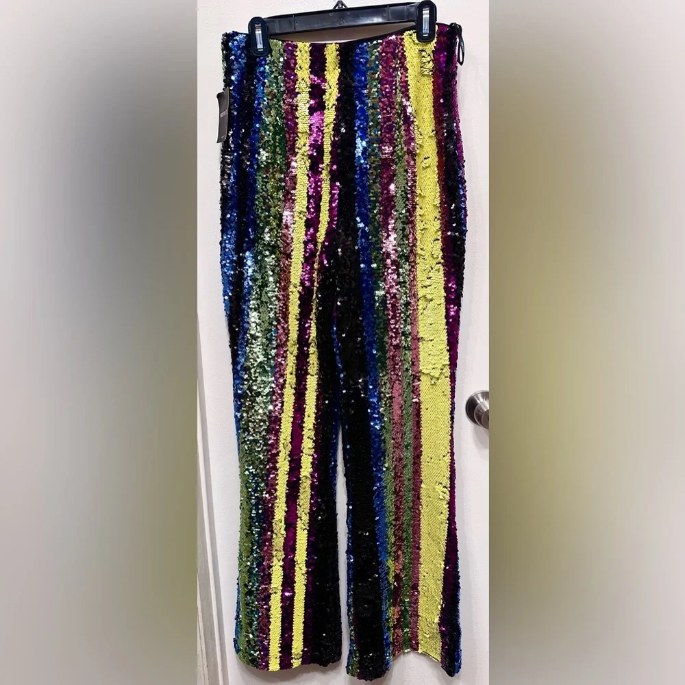 ✨🎉 Strut your game in sequins 🎉✨ Forever 21 sequin striped pants 🌈🕺 - Picture 2 of 10